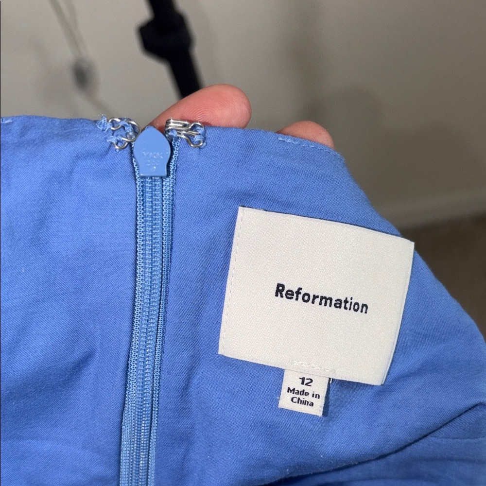 REFORMATION Blue Halter Ruffle Mini Dress - Picture 4 of 6